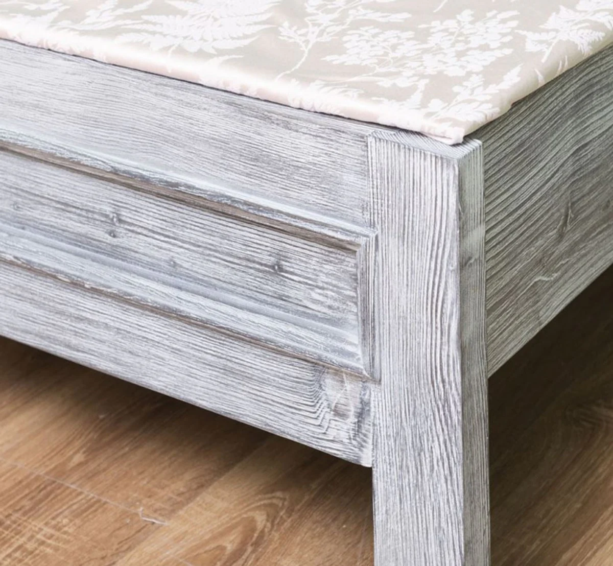 Casa Padrino cama de madera maciza de estilo campestre gris antiguo 140 x 200 x A. 93 cm - Muebles de Dormitorio de Estilo Campestre