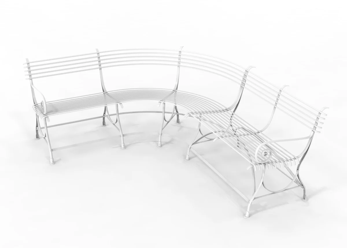 Casa Padrino banco de jard¨ªn Art Nouveau 250 x 210 x A. 90 cm - Banco curvo de hierro forjado - Art Nouveau