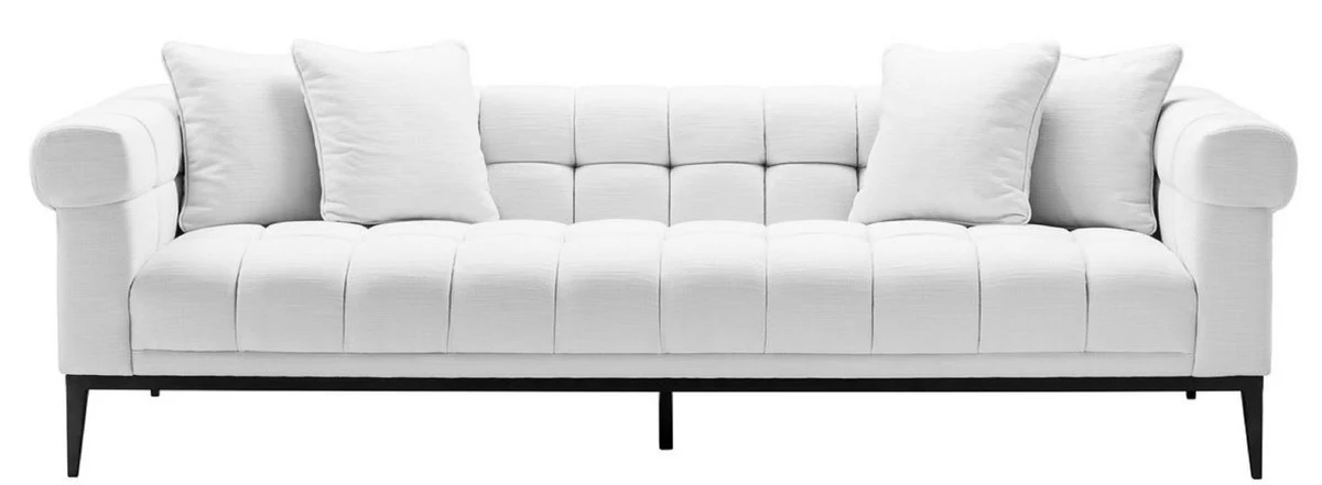 Casa Padrino Sof¨¢ de Lujo Blanco / Negro 240 x 98 x H. 69 cm - Sof¨¢ de Sal¨®n con 4 Almohadas - Muebles de Sal¨®n - Muebles de Lujo