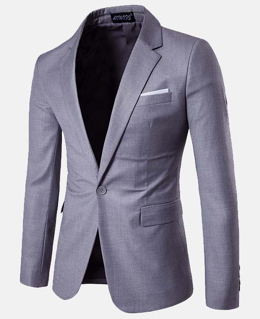 Business Solid Pocket Notch Lapel Single Breasted Blazer
