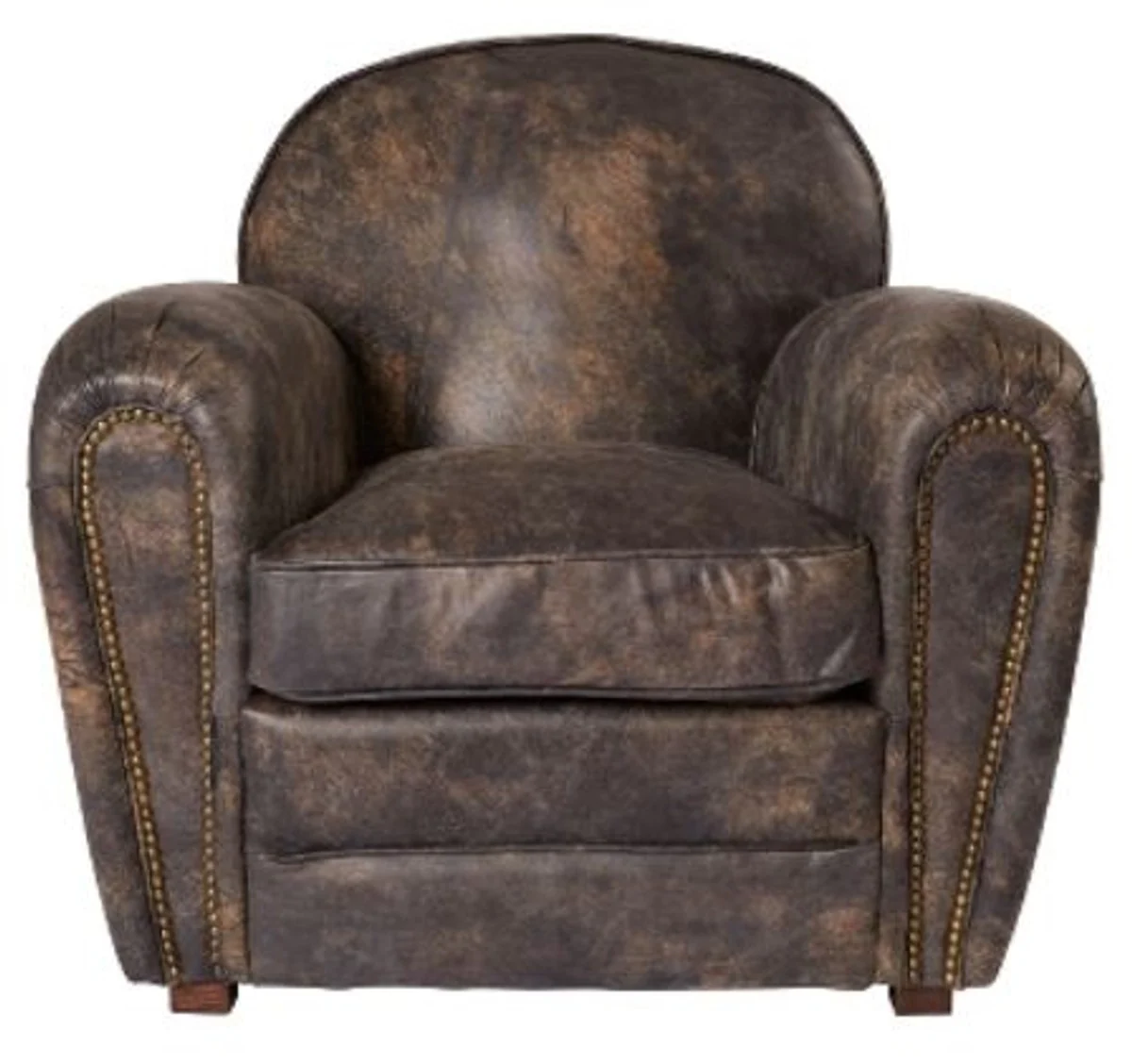 Casa Padrino luxury genuine leather armchair vintage dark brown 88 x 76 x H. 88 cm - Luxury Collection