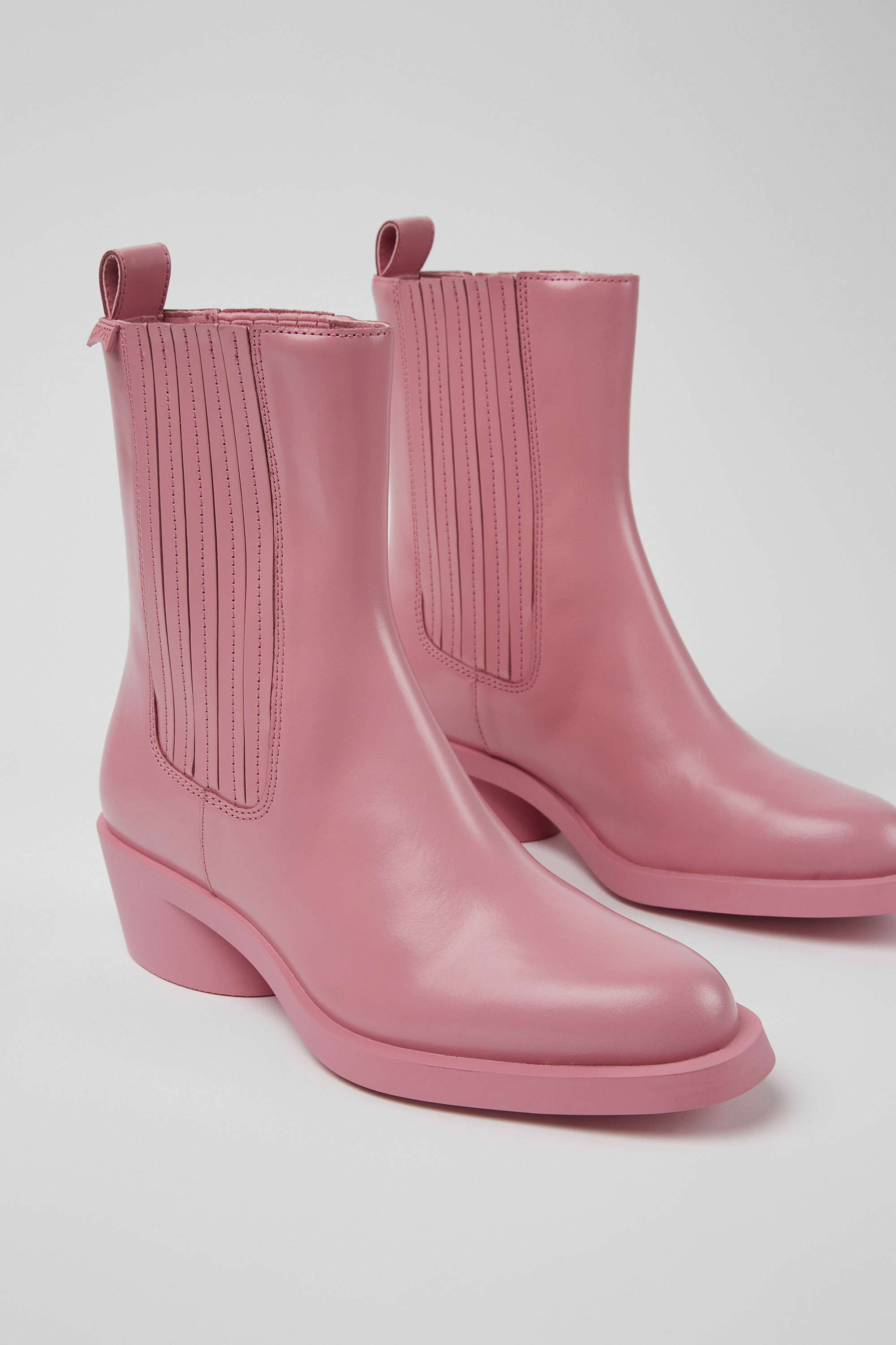 Bonnie - Pink leather boots for women