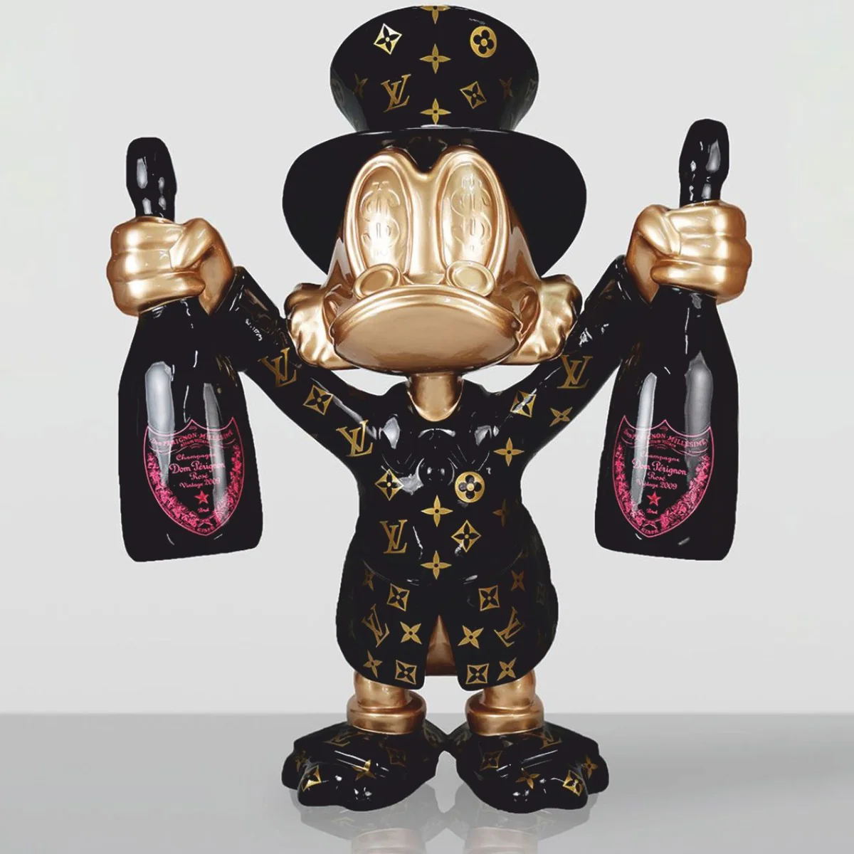 Casa Padrino escultura decorativa XXL pato negro / oro A. 170 cm - Figura decorativa grande