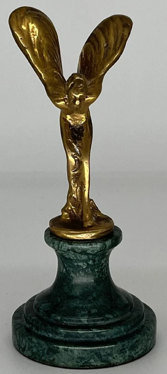 Casa Padrino escultura pisapapeles de lujo mujer con alas oro / verde 7 x 8 x A. 16 cm - Elegante figura de bronce con base de mármol - Decoración de escritorio - Decoración de lujo