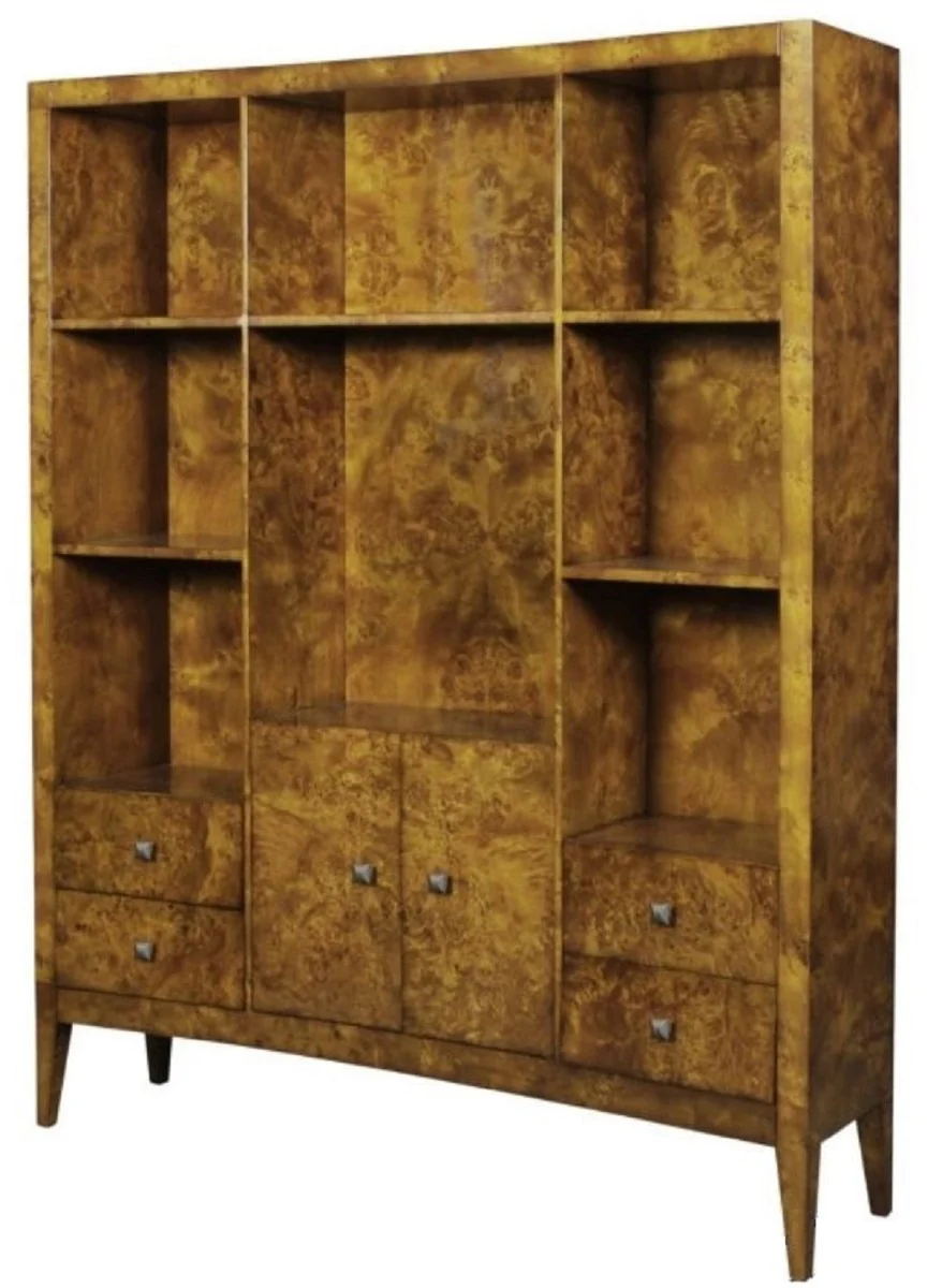 Casa Padrino armario de libros de lujo con 2 puertas y 4 cajones marr¨®n claro 150 x 35 x H. 190 cm - Armario de Oficina - Armario de la Sala de Estar - Calidad de Lujo
