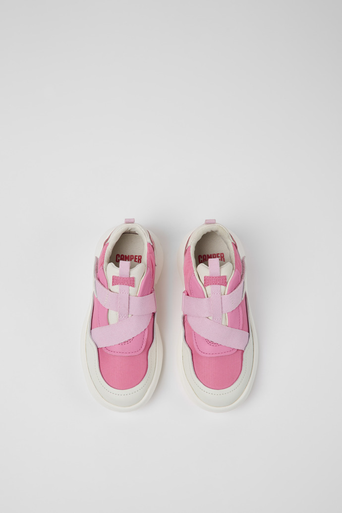 CRCLR Pink leather and textile sneakers for kids