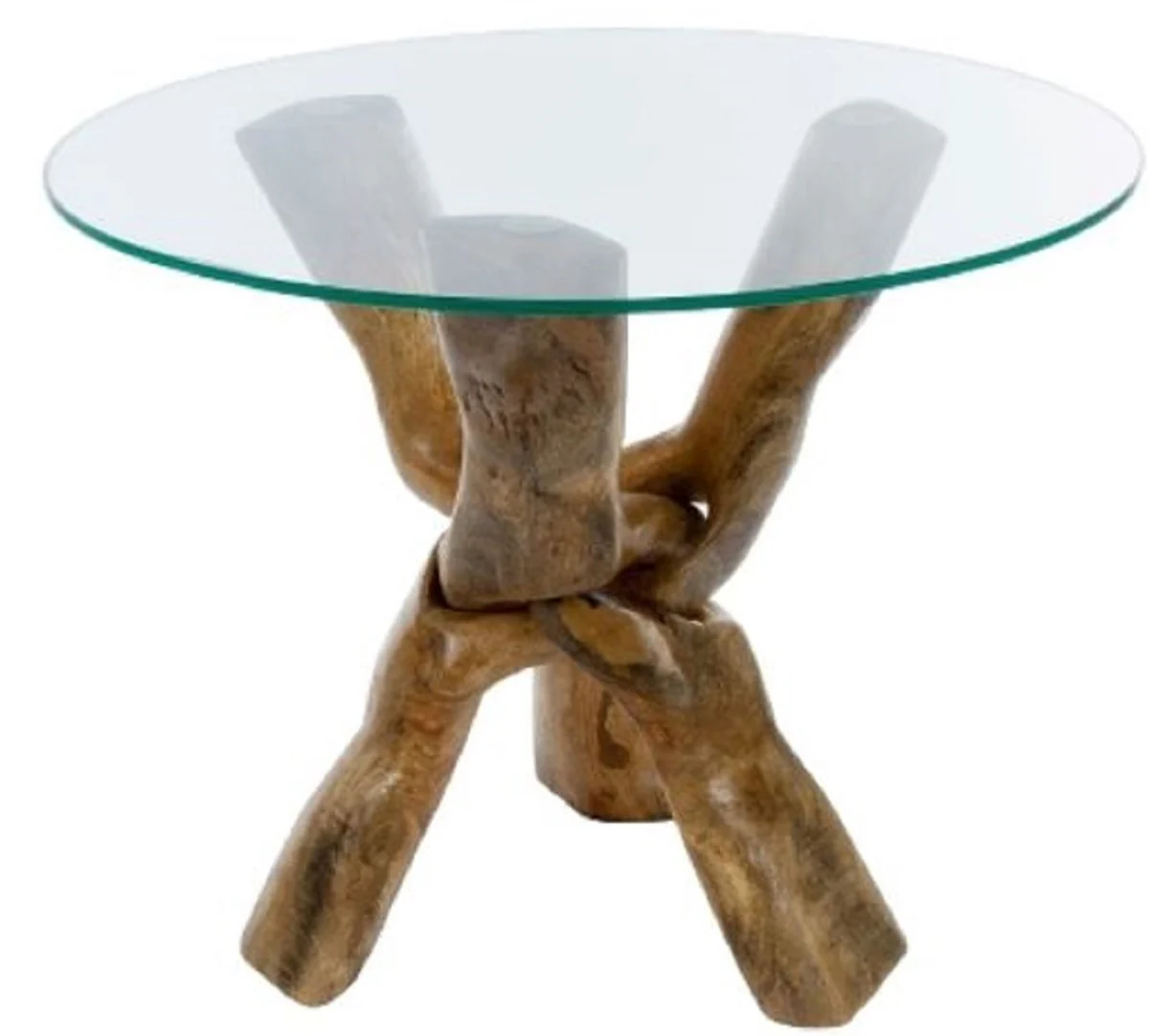 Casa Padrino mesa de cristal de lujo marrón Ø 60 x H. 48 cm - Mesa de la Sala Redonda de Trípode