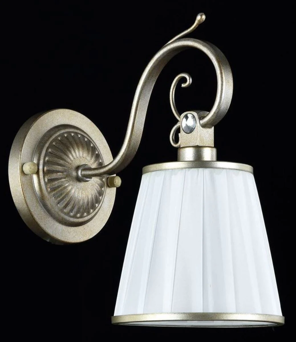 Casa Padrino Art Nouveau Wall Lamp Silver Gold / White 14 x 24 x H. 27 cm - Art Deco Furniture