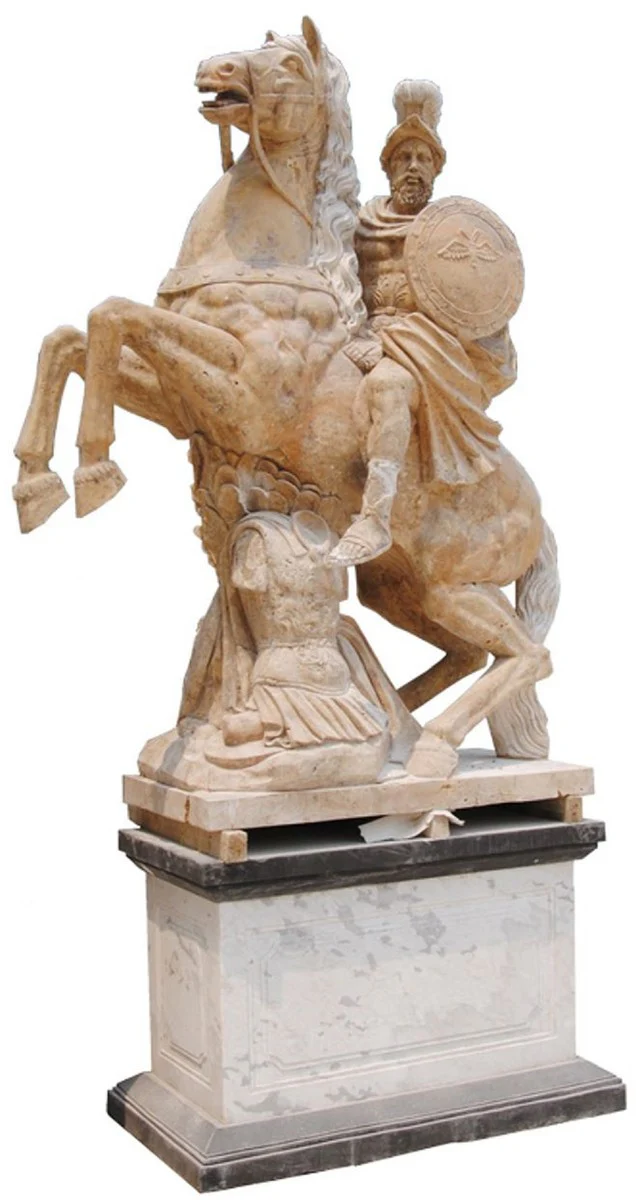 Casa Padrino escultura de m¨¢rmol estilo antiguo soldado romano a caballo con base A. 290 cm