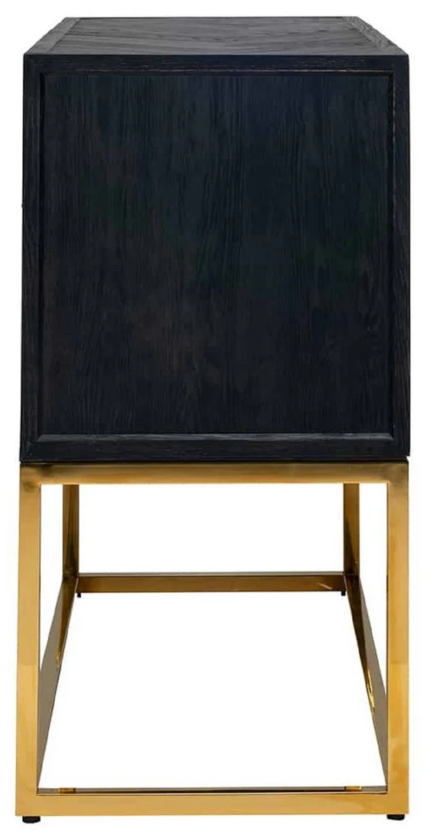 Casa Padrino cómoda de lujo de madera maciza con 2 cajones negro / oro 108 x 45 x A. 87 cm - Muebles de sala de estar - Muebles de hotel - Colección de lujo