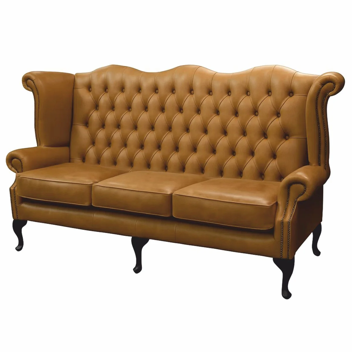 Casa Padrino Sof¨¢ Chesterfield Barroco de Lujo de Cuero Marr¨®n / Negro 188,5 cm - Muebles Barrocos