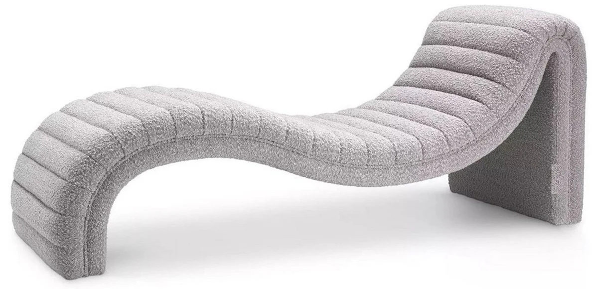 Casa Padrino Chaise Longue de Lujo Gris 165 x 61,5 x A. 65 cm - Sal¨®n Reclinable - Recamier de Dise?o - Muebles de Sal¨®n - Muebles de Lujo - Calidad de Lujo