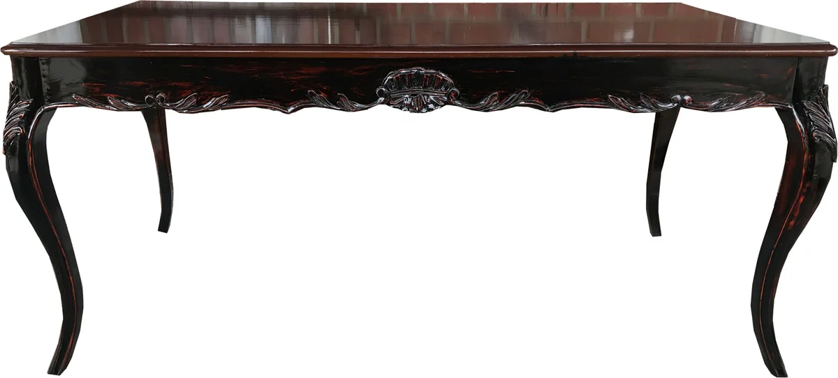 Casa Padrino mesa de comedor barroco estilo antiguo negro / marr¨®n con tapa de cristal - mesa de comedor de estilo barroco - TODOS LOS TAMA?OS