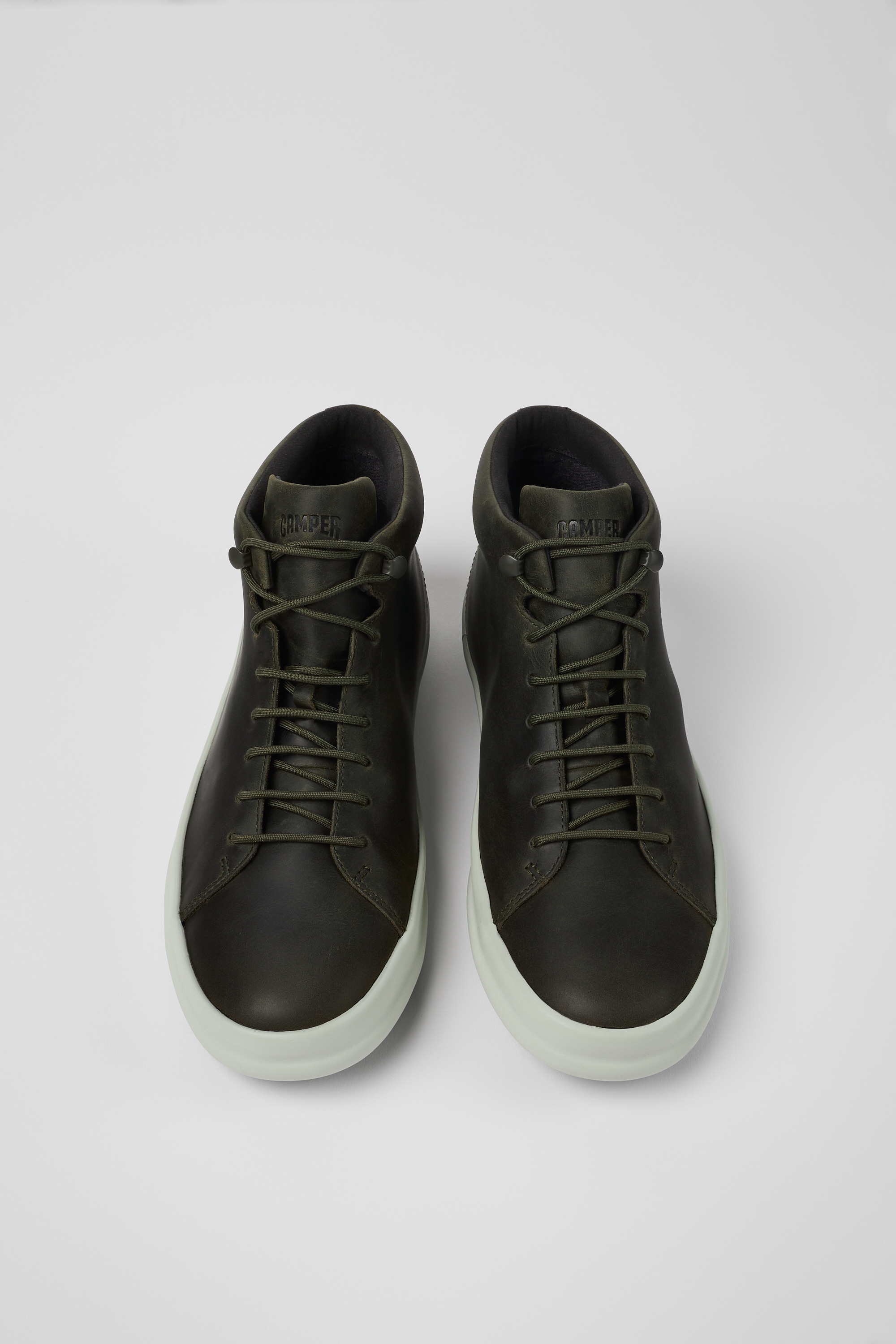 Chasis - Green-gray leather shoes for men
