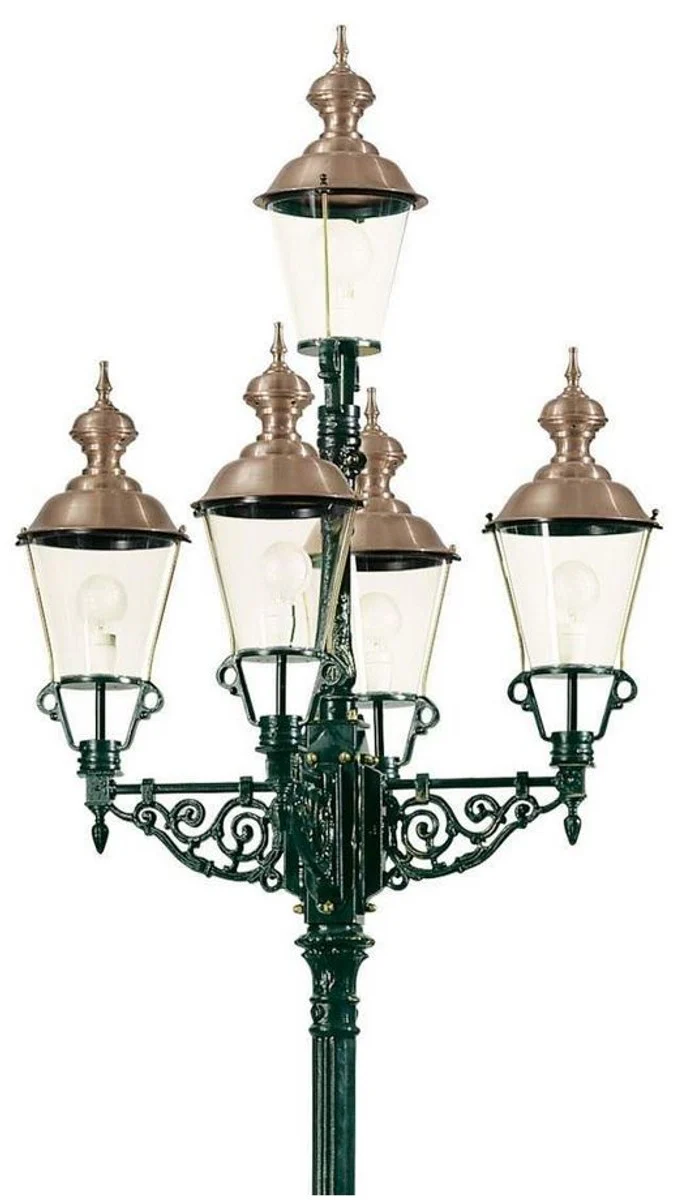 Casa Padrino linterna de jardín verde / cobre Ø 103 x H. 375 cm - Lámpara de Jardín Nostálgica