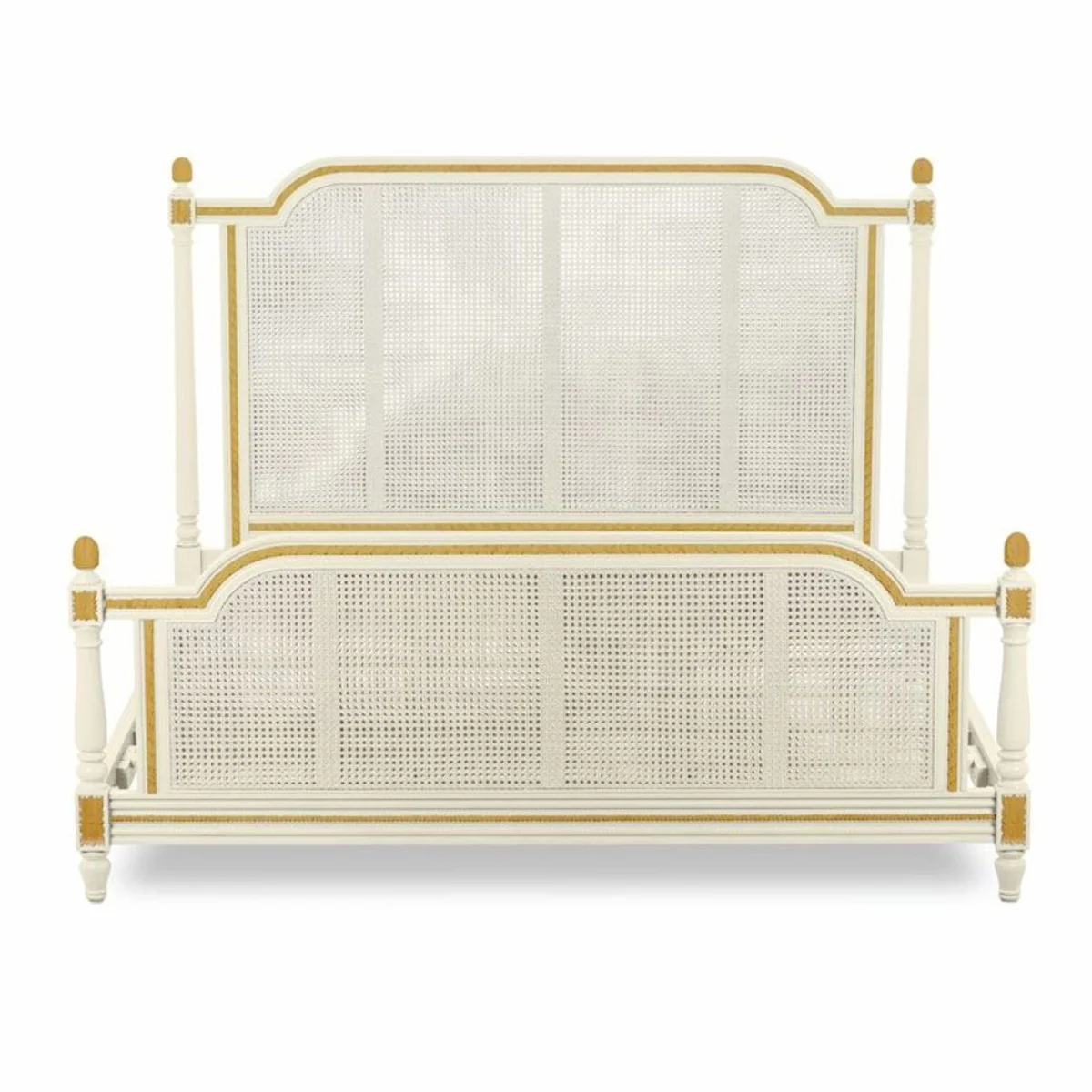 Casa Padrino cama doble barroco de lujo marfil / oro - Muebles de dormitorio de estilo barroco