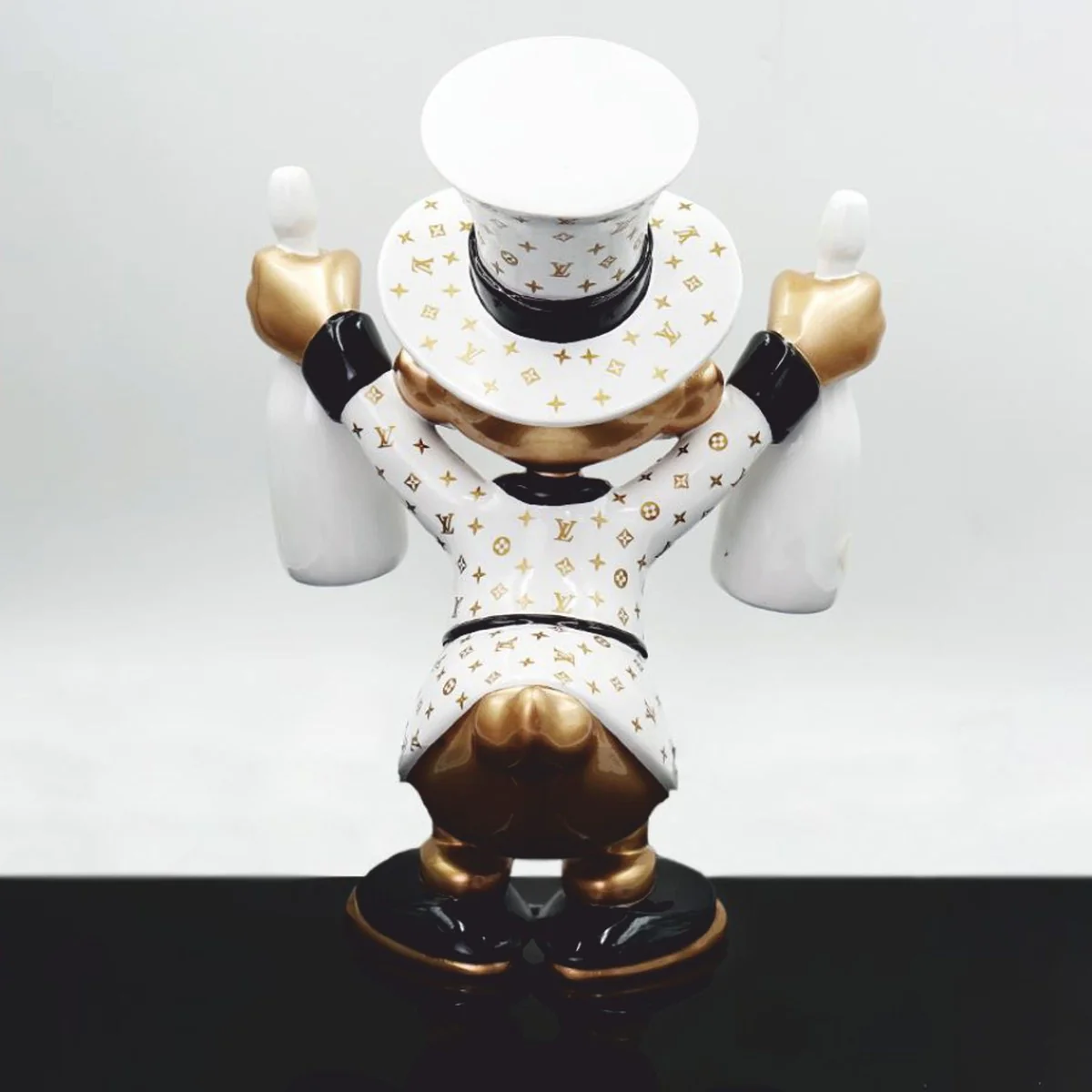 Casa Padrino escultura decorativa XXL pato blanco / oro / negro A. 170 cm - Figura decorativa grande