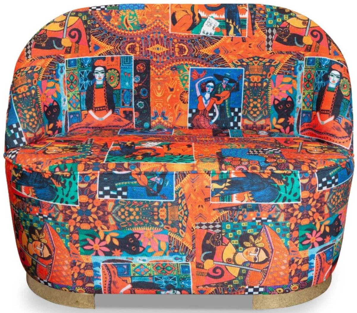 Casa Padrino conjunto de sala de estar de dise?o Art Deco multicolor / oro - 2 Sof¨¢s y 2 Sillones Giratorios - Muebles de sala de estar - Muebles Art Deco