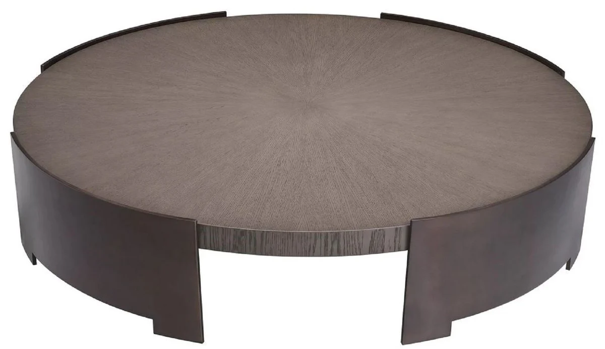 Casa Padrino mesa de centro de lujo gris / bronce ? 118,5 x A. 24,5 cm - Mesa de sal¨®n redonda con tablero de madera maciza - Muebles de sal¨®n - Muebles de madera maciza - Muebles de lujo
