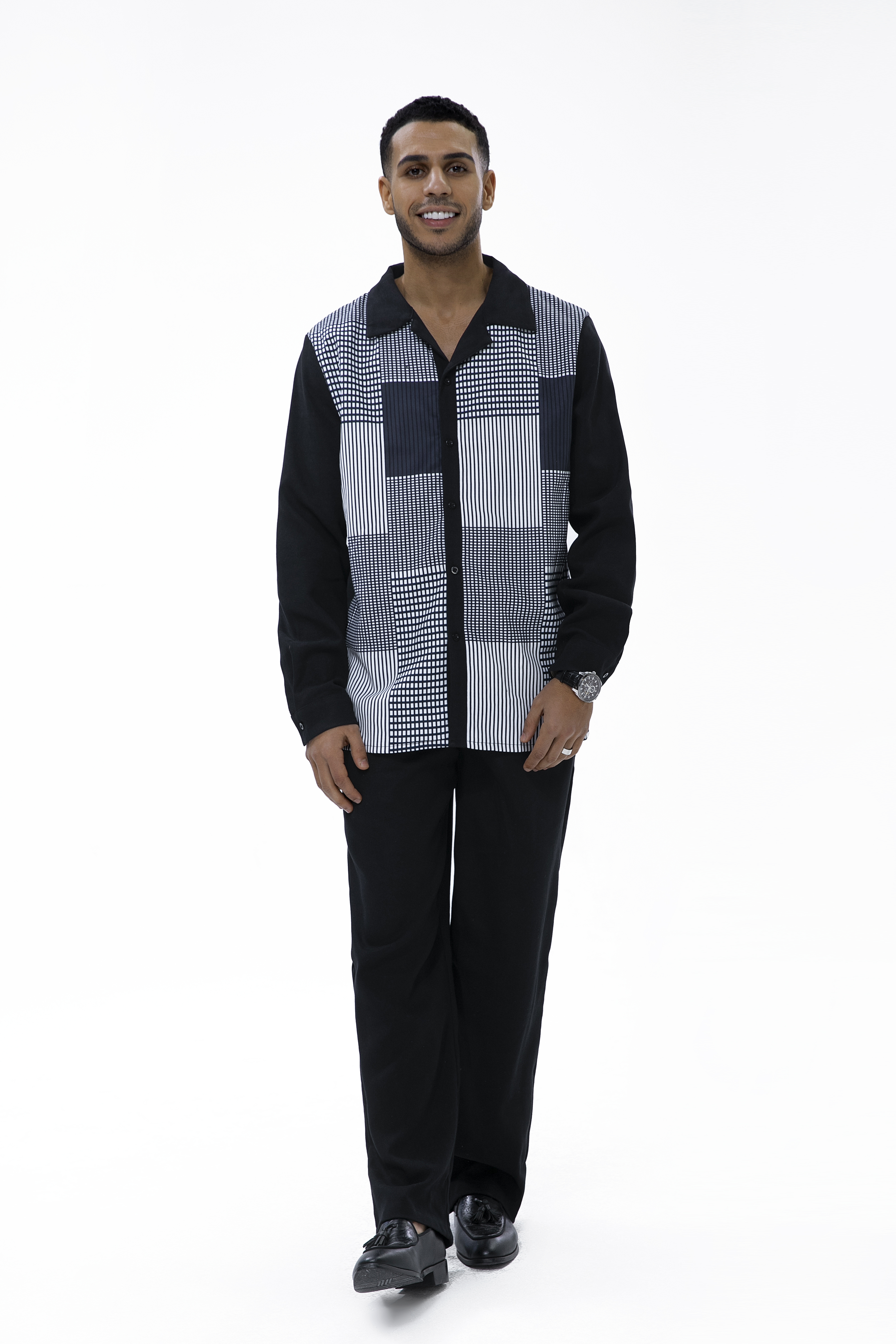 Suitmens Autumn black line two-piece walking suit