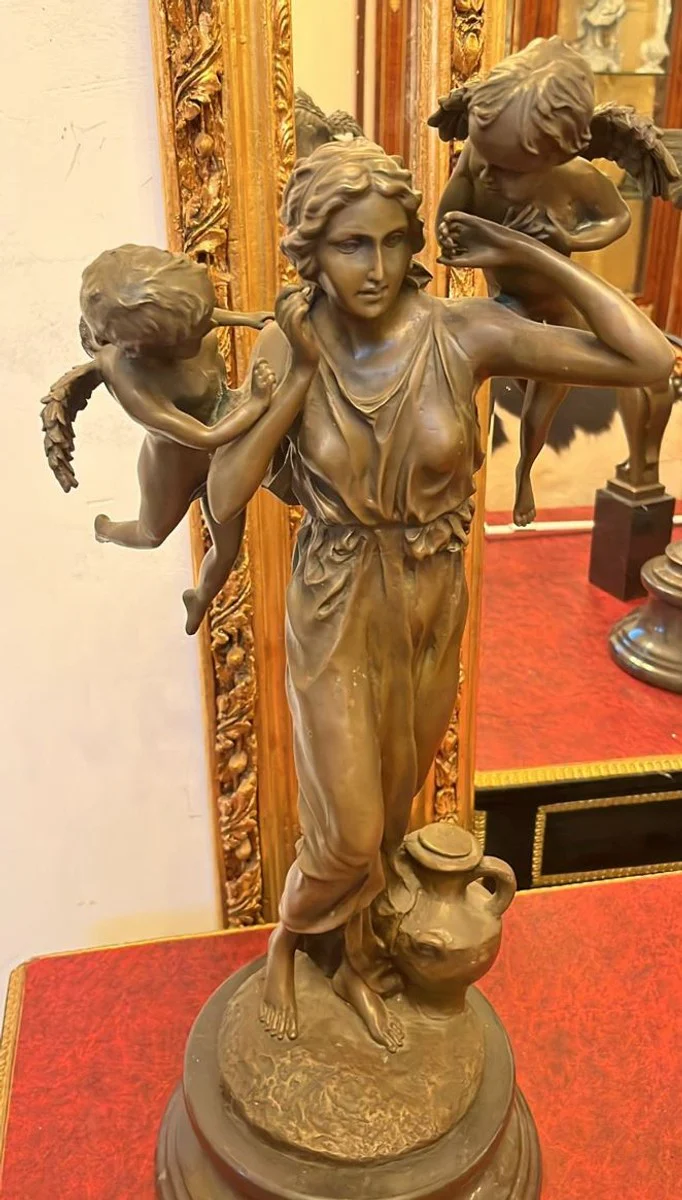Casa Padrino escultura decorativa de bronce Art Nouveau mujer y ángeles A. 60 cm