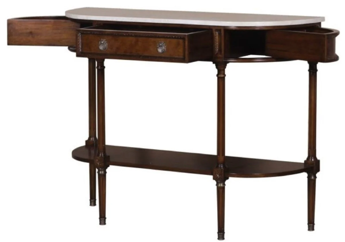 Casa Padrino consola Art Nouveau de lujo de caoba con encimera de mármol marrón oscuro / blanco 114 x 40 x H. 88 cm - Calidad de Lujo