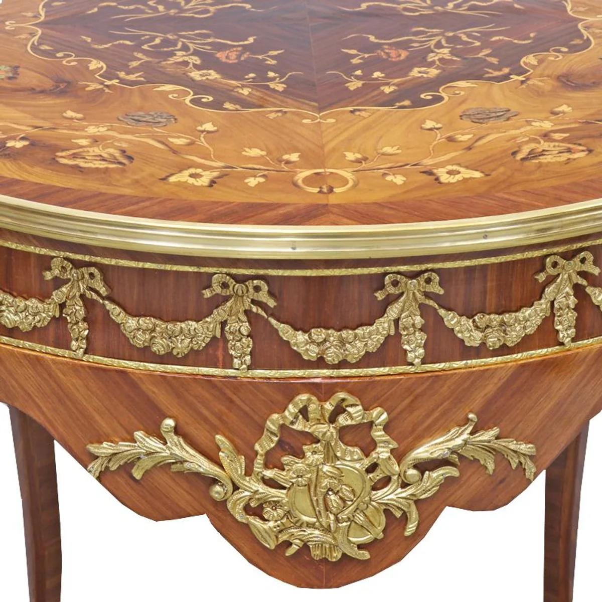 Casa Padrino Baroque Side Table Mahogany Incrustado / Oro H78 x 76 cm - Louis XVI Antique Style Table - Muebles