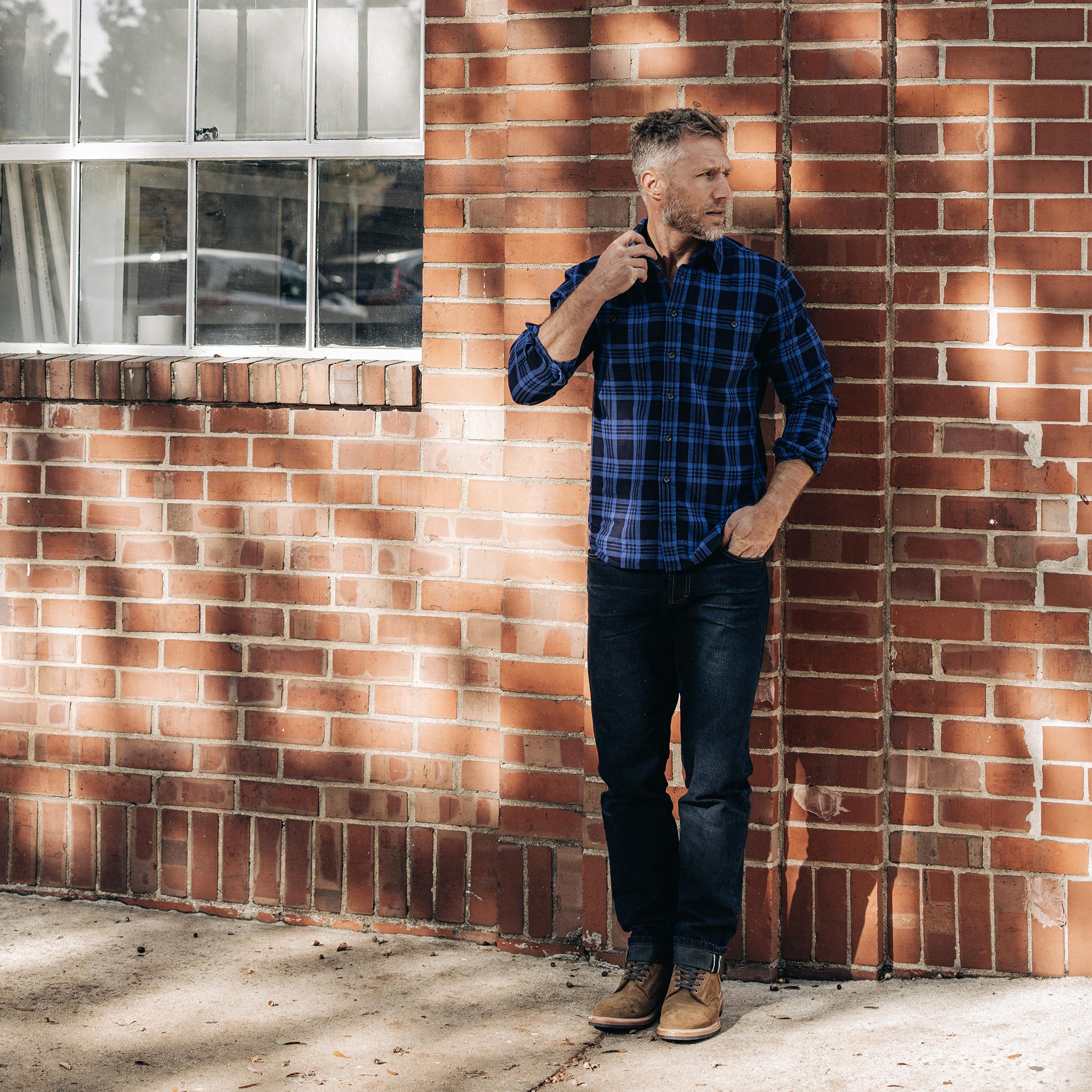 The Utility Shirt in Rinsed Indigo Plaid