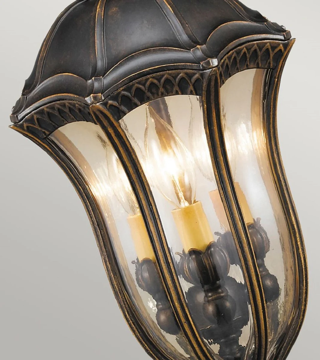 Casa Padrino lámpara de pedestal barroco marrón / bronce / oro Ø 24,1 x A. 61 cm - Resistente a la intemperie jardín terraza lámpara exterior linterna de jardín - Iluminación exterior nostálgica