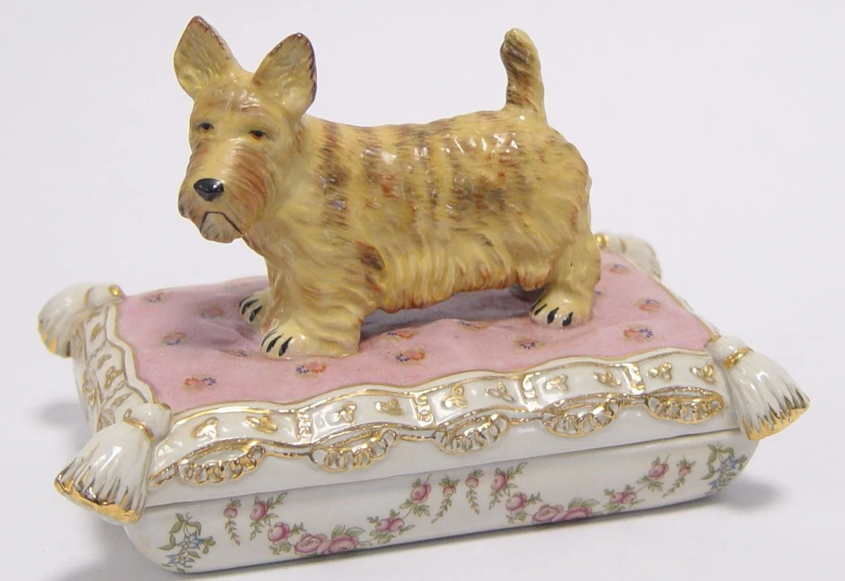 Casa Padrino Caja de Joyería Art Nouveau Blanco / Multicolor 18 x 12,3 x H. 12 cm - Accesorios de Decoración de Porcelana