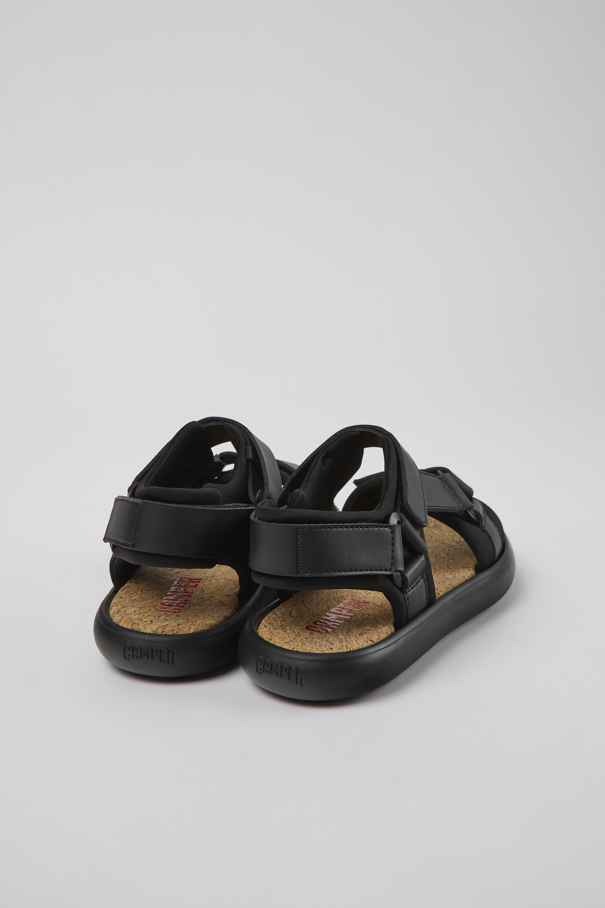Pelotas Flota - Black leather and textile sandals for women
