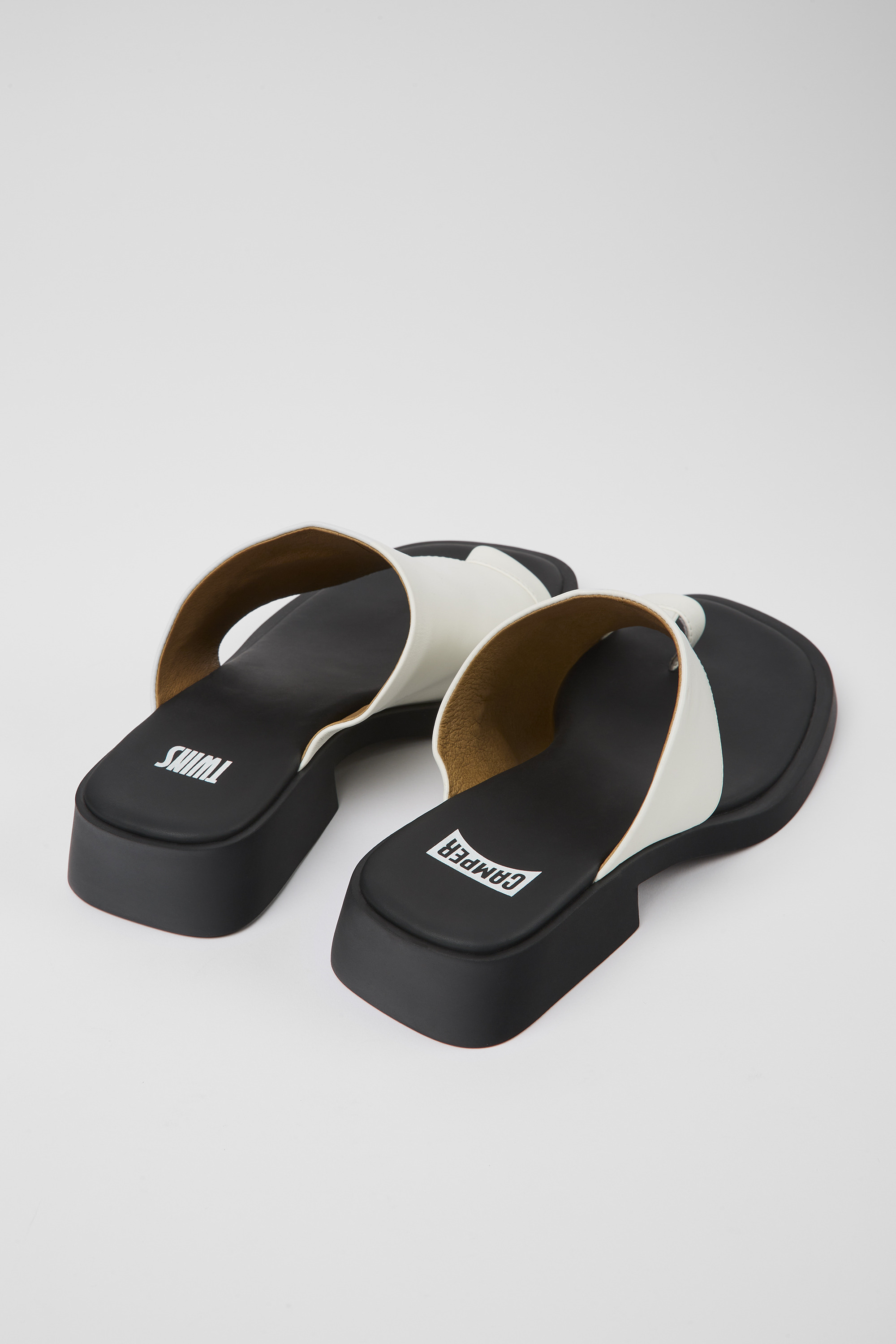 Twins - White leather sandals for women