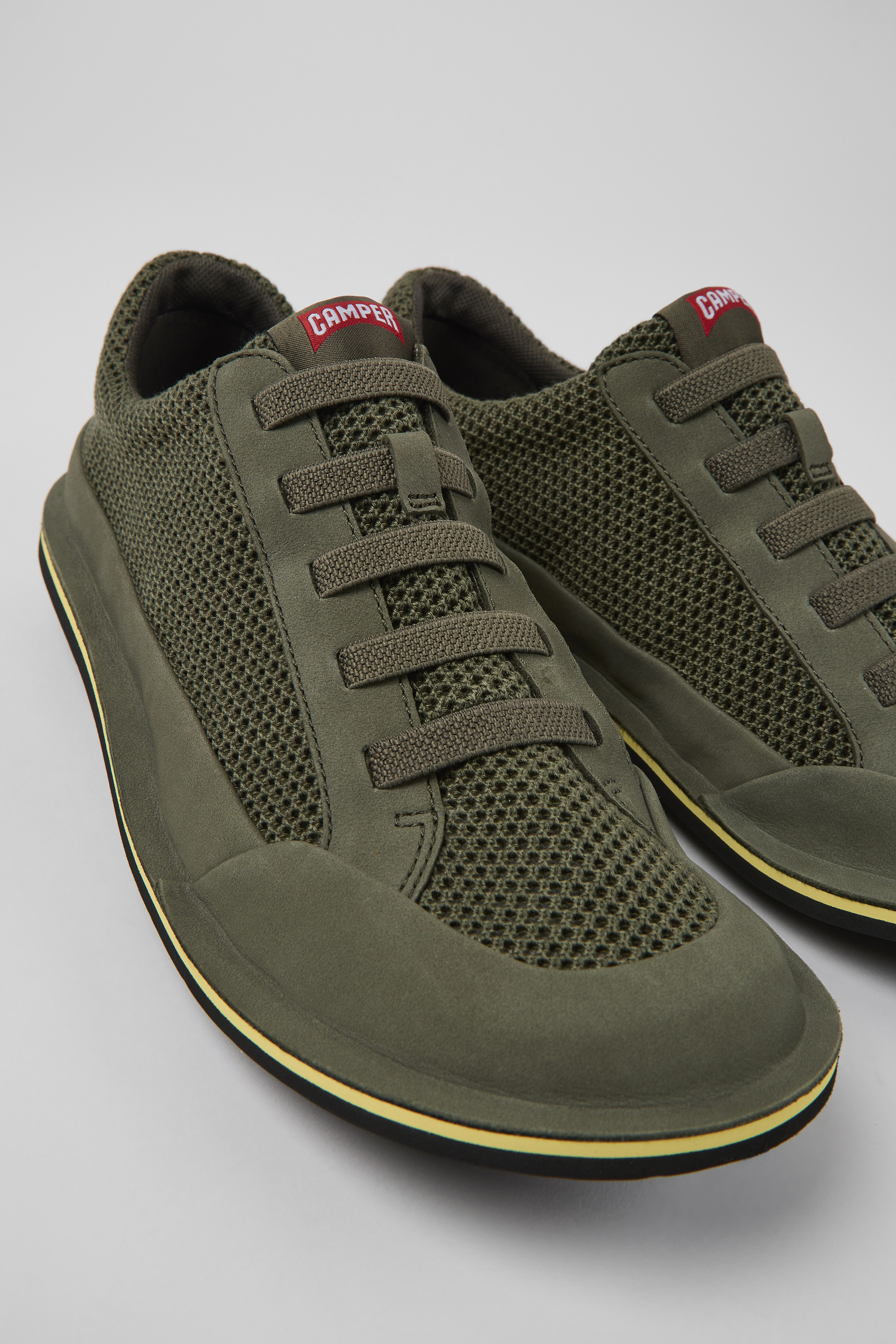 Beetle - Green textile and nubuck shoes for men