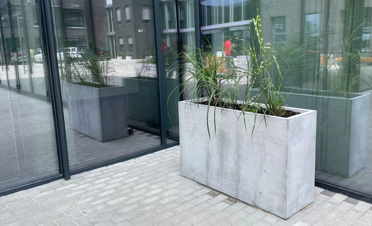 Casa Padrino maceta de hormig¨®n gris 120 x 40 x A. 74 cm - Macetero rectangular de hormig¨®n