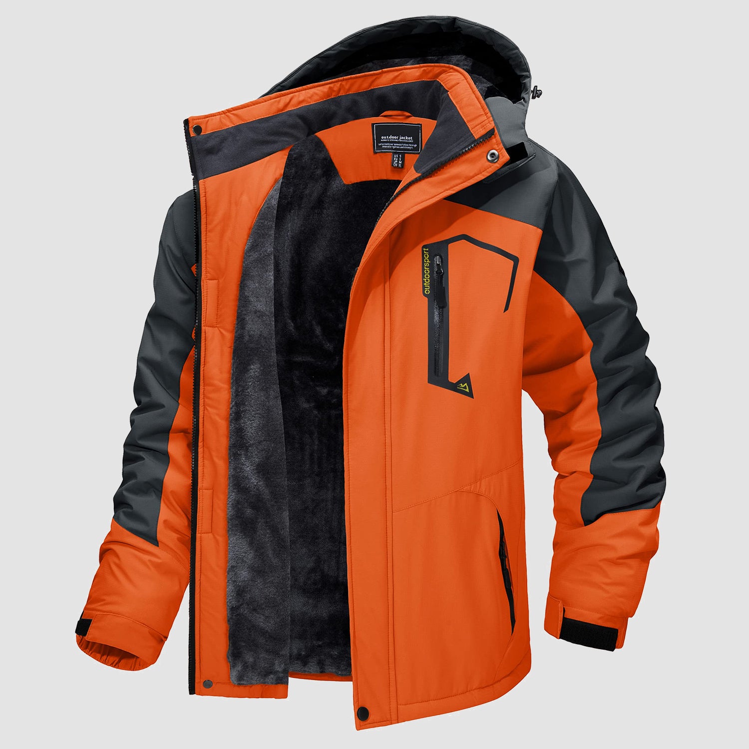 Men's Winter Jacket Water Repellent Ski Snow Jacket Warm Fleece Coat Parka Raincoats With Multi-Pockets