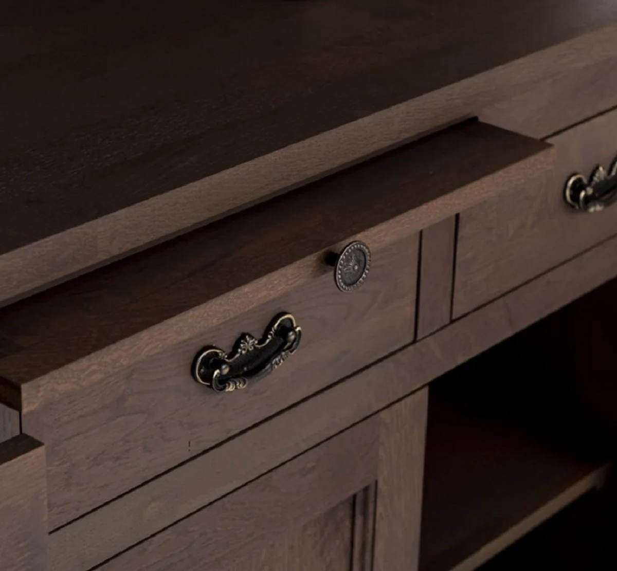 Casa Padrino armario de comedor de estilo campestre marr¨®n oscuro 138 x 50 x A. 197 cm - Armario de cocina de madera maciza - Muebles de comedor en estilo campestre