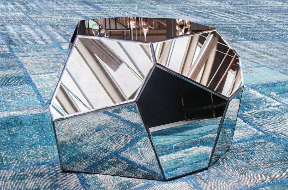 Casa Padrino dise?o mesa de sal¨®n / mesa auxiliar con vidrio espejo antiguo 89 x 90 x H. 45 cm - Colecci¨®n de Dise?adores