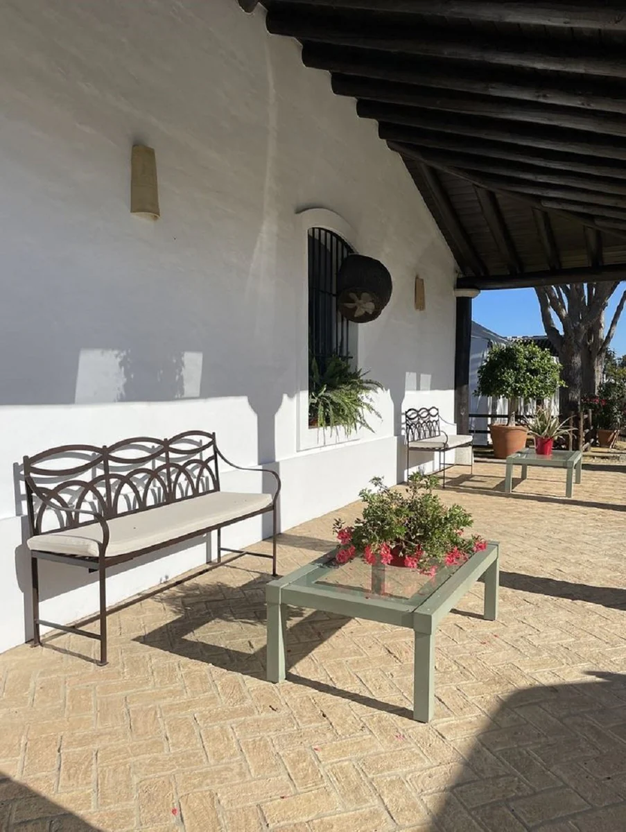 Casa Padrino banco de jard¨ªn Art Nouveau de lujo de hierro forjado marr¨®n / crema 150 cm