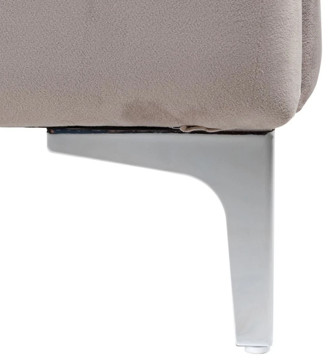 Casa Padrino cama doble Art Deco de lujo caqui / plata 195 x 218 x A. 130 cm - Cama de madera maciza con tela de terciopelo fino - Muebles de dormitorio - Muebles Art Deco de lujo