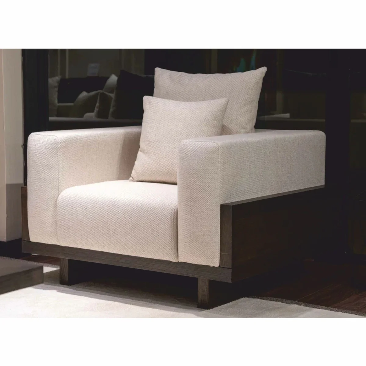 Casa Padrino sill¨®n de lujo crema / marr¨®n oscuro 100 cm - Muebles de sal¨®n y hotel