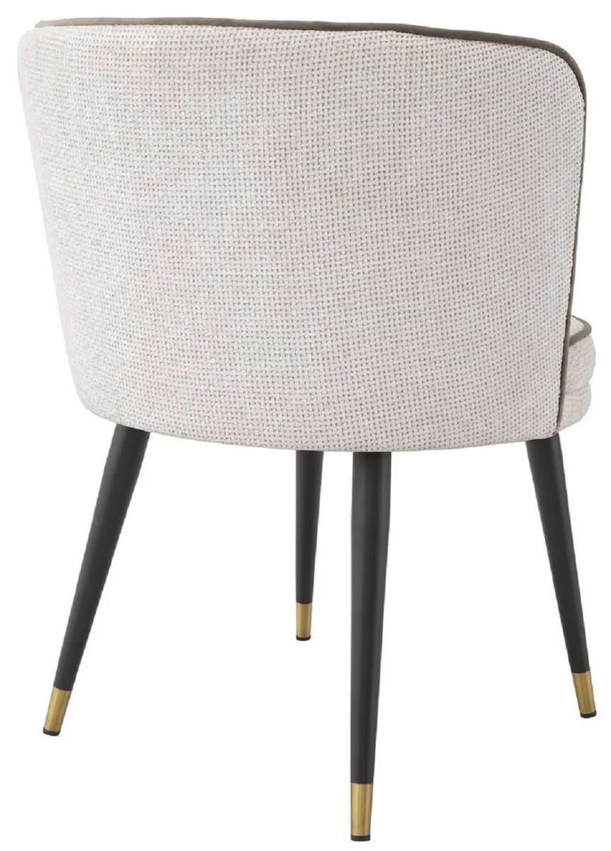 Casa Padrino silla de comedor de lujo blanco / gris / negro / lat¨®n 62 x 62 x A. 76 cm - Silla de Cocina Giratoria - Silla Giratoria - Silla Retro Vintage - Muebles de Comedor
