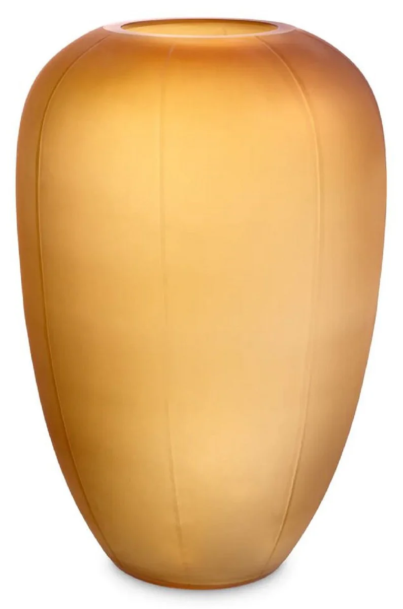 Casa Padrino florero de cristal de lujo ámbar Ø 29 x A. 45,5 cm - Florero soplado a mano - Florero decorativo redondo - Accesorios decorativos - Jarrones decorativos de cristal - Accesorios de lujo