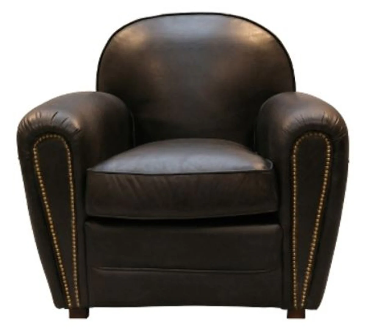 Casa Padrino luxury genuine leather armchair black 88 x 76 x H. 88 cm - Luxury Collection