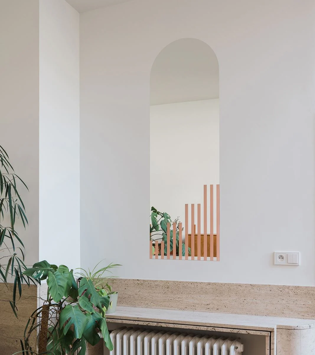 Casa Padrino espejo de pared de dise?o rayas rosa claro 50 x 1 x A. 150 cm - Espejo de sal¨®n - Espejo de dormitorio - Espejo de armario - Muebles de Dise?o