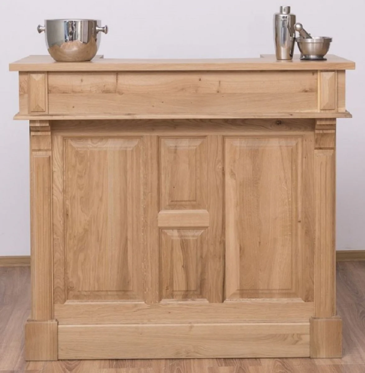 Casa Padrino barra de bar de estilo campestre natural 120 x 51 x A. 107 cm - Mesa de bar de madera maciza - Muebles de bar de madera maciza en estilo campestre