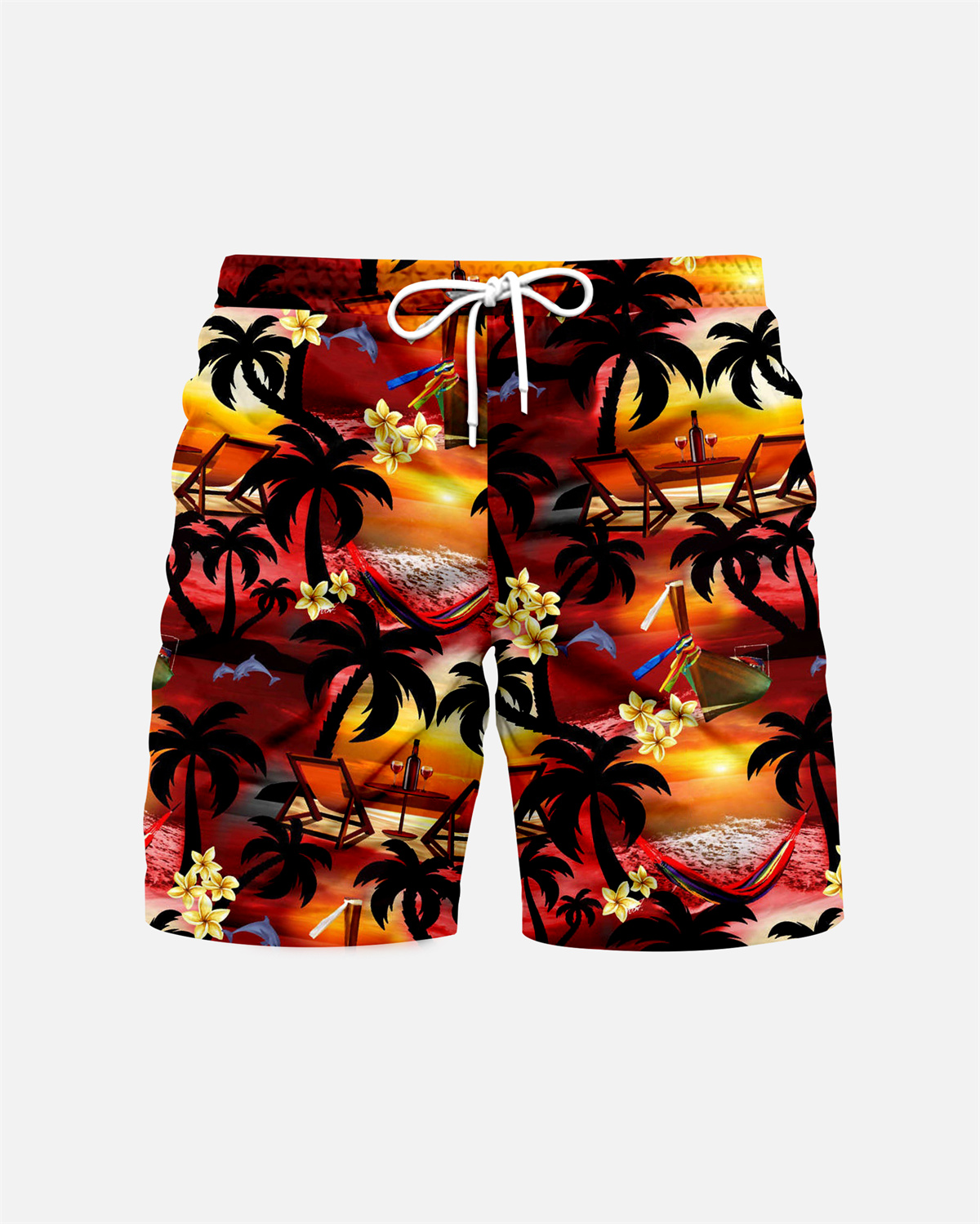 Suitmens Men's Men's Tiki Style Hawaiian Vacation Print Three-Piece Set 035