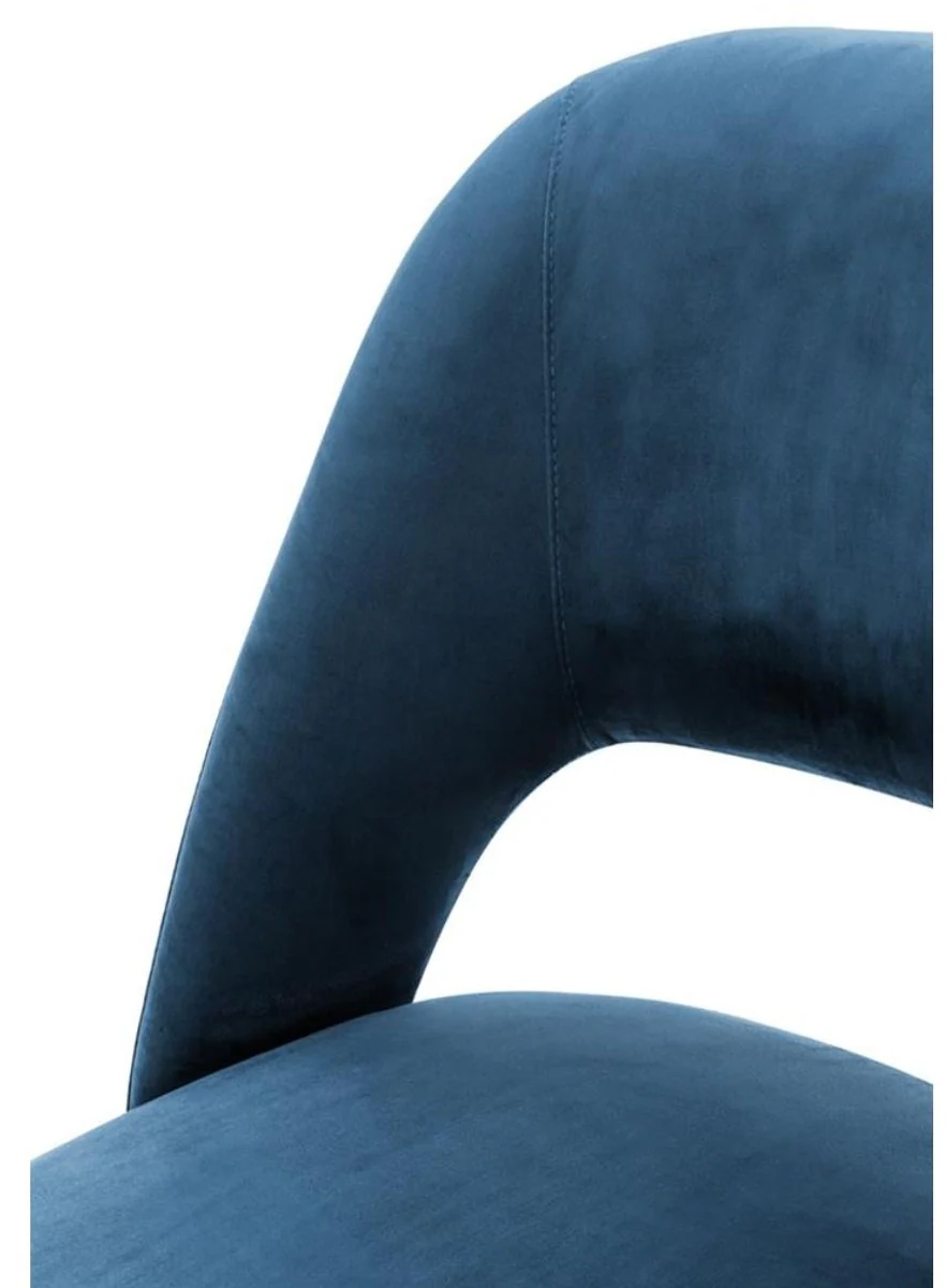 Casa Padrino luxury dining chair blue / black 52 x 58 x H. 85 cm - Luxury Dining Room Furniture