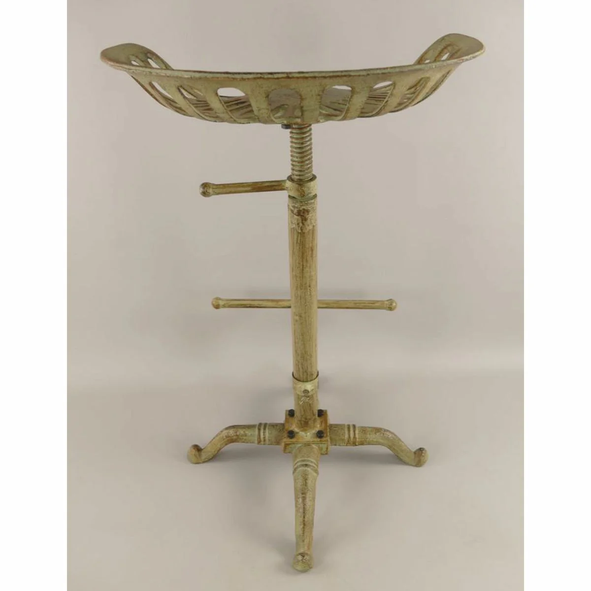 Casa Padrino Taburete de Bar de Hierro Fundido de Estilo Industrial Verde R¨²stico A. 75 cm