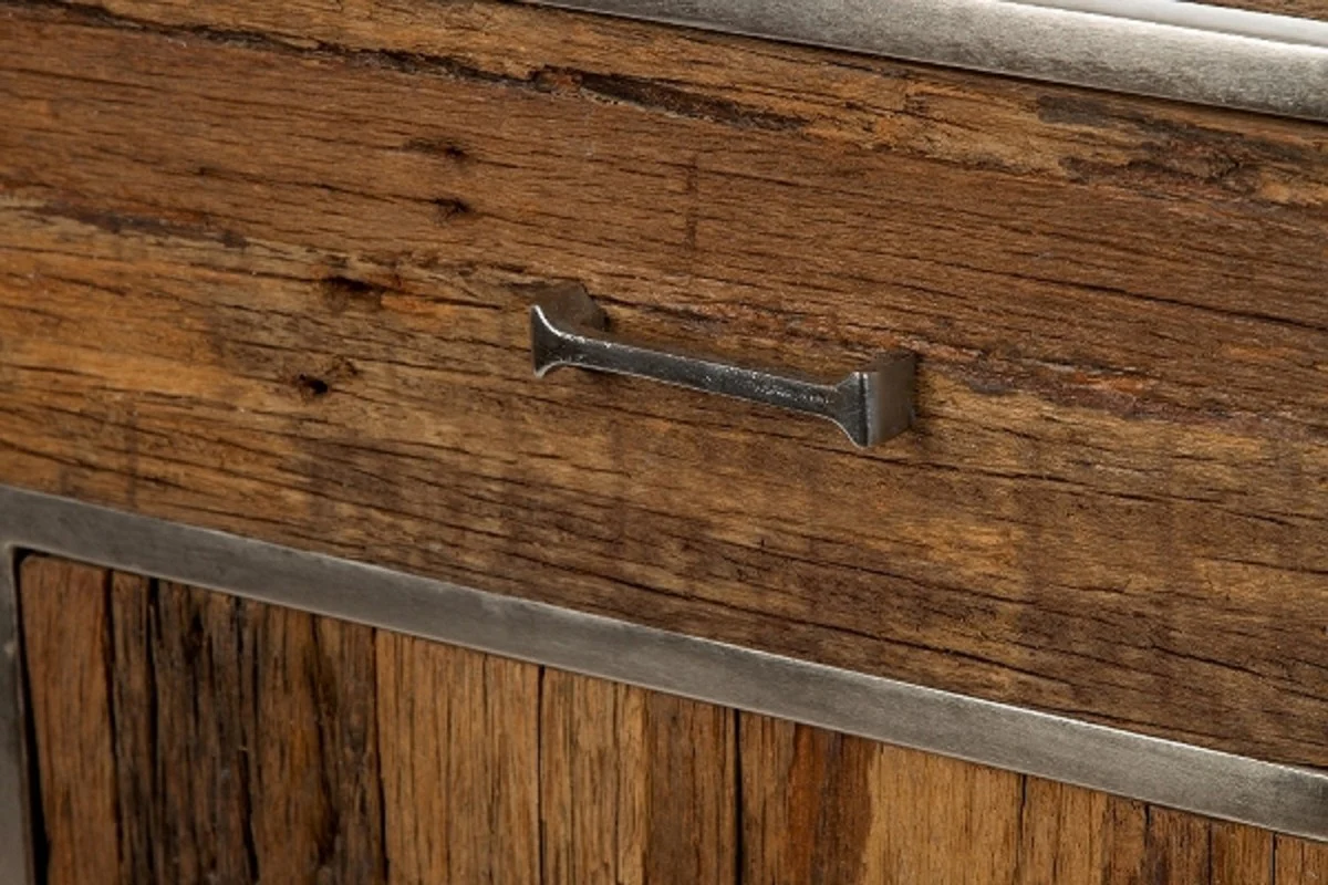 Casa Padrino aparador de lujo con 2 puertas y 1 cajón marrón / plata 90 x 40 x H. 86 cm - Muebles de Lujo