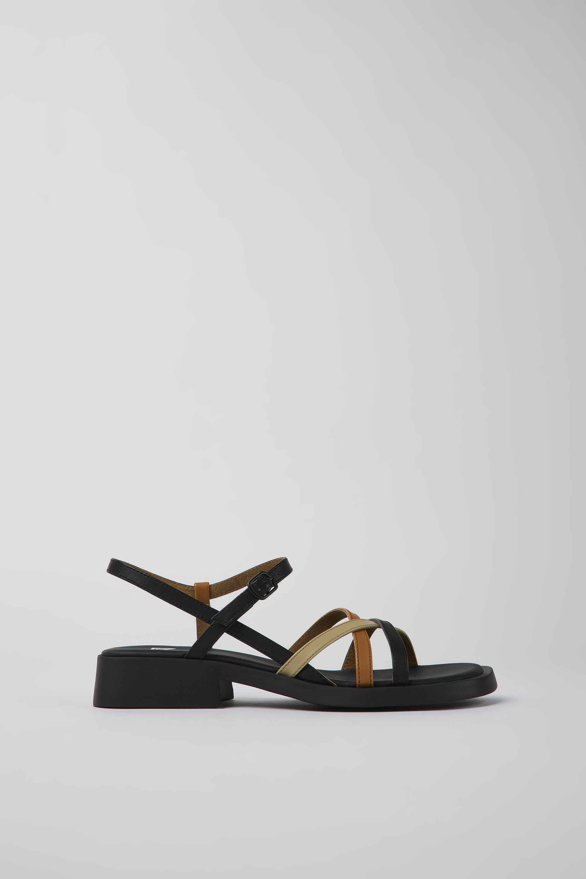 Twins - Black and brown leather sandals for women